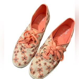 Keds Peach Floral Canvas Sneakers